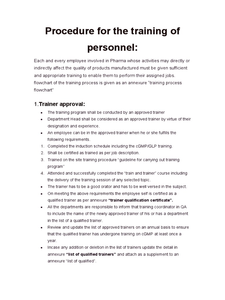 Training Sop Pdf | SOP for Training of Employees – EPKSLC