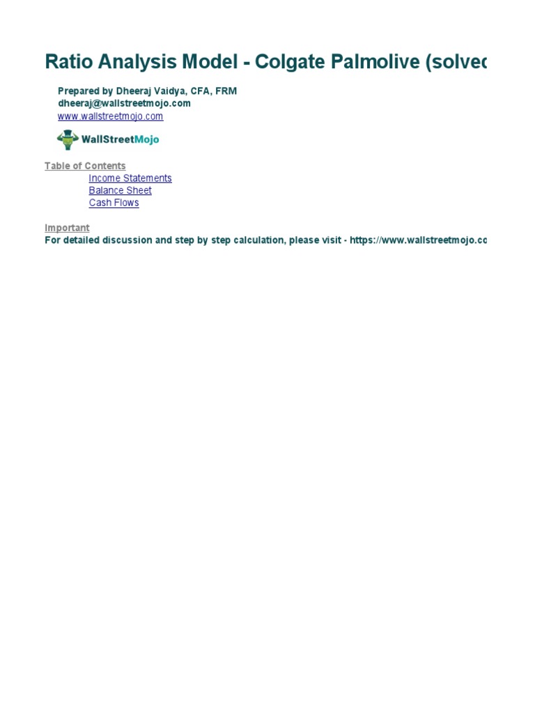 Colgate-Palmolive Ratio Analysis 2016-2020 | PDF | Equity (Finance) | Debt