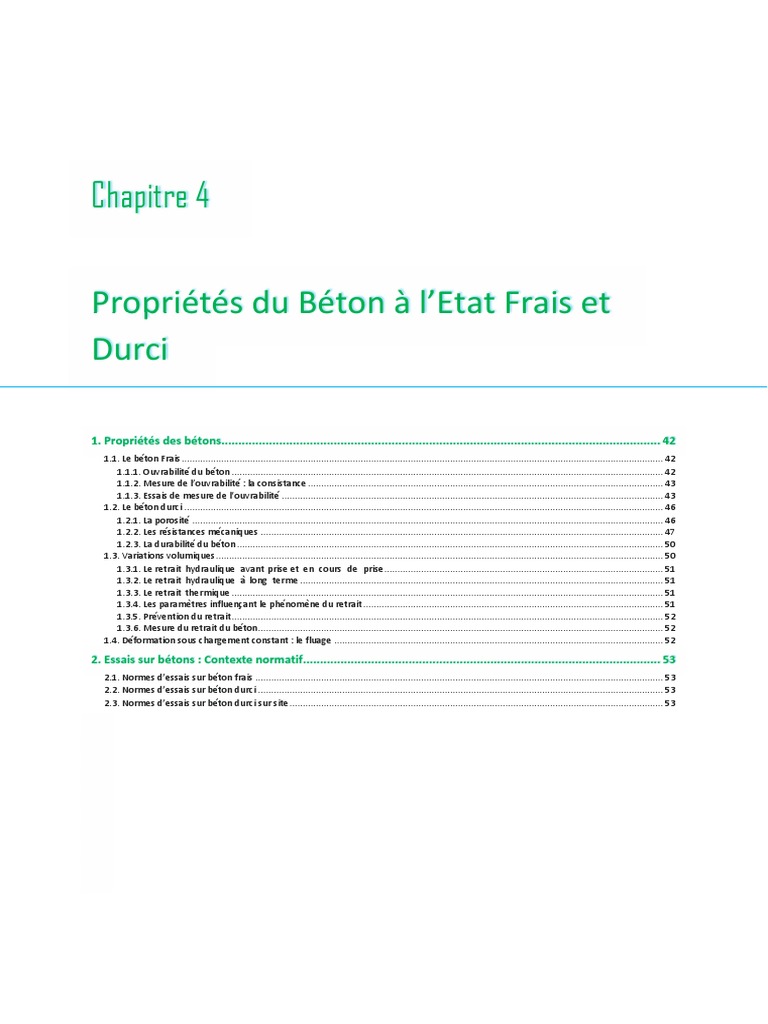 Propriétés du Béton : Frais et Durci | PDF | Béton | Béton armé