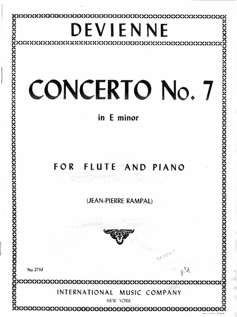 François Devienne Flute Concerto No.7 in E Minor (Piano) PDF