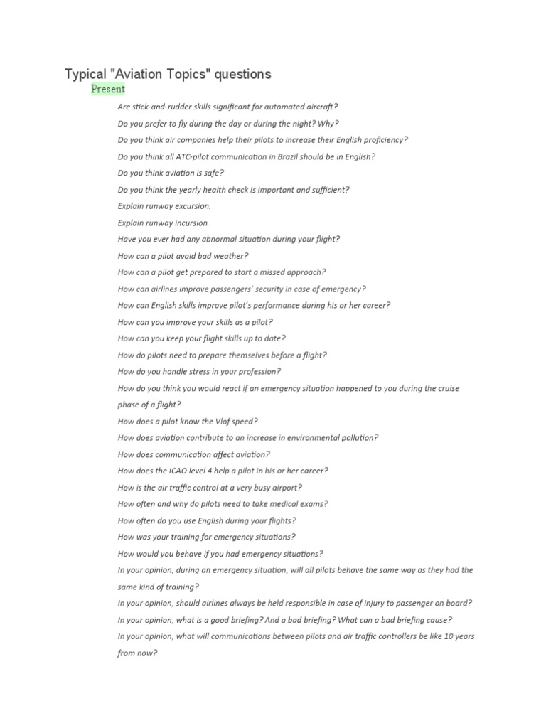 Aviation Questions PDF Air Traffic Control Aviation
