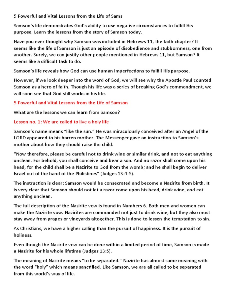 7 Life Lessons From Samson: Samson Bible Lessons – LSDKP