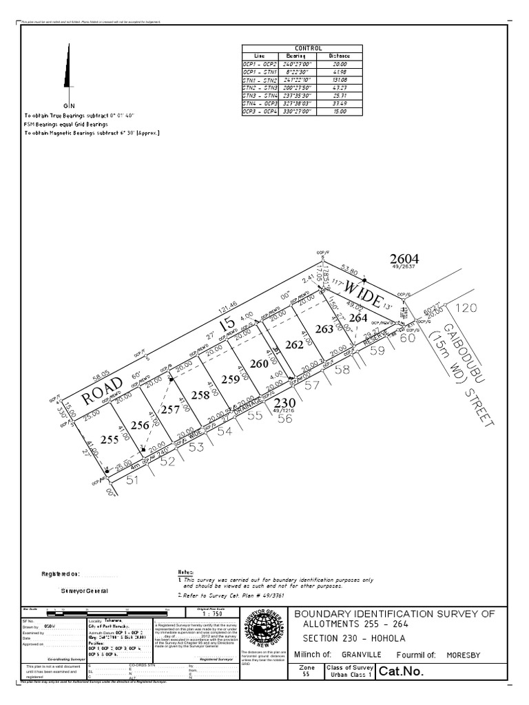 Tokarara Boundary Survey Plan | PDF | Surveying | Metrology