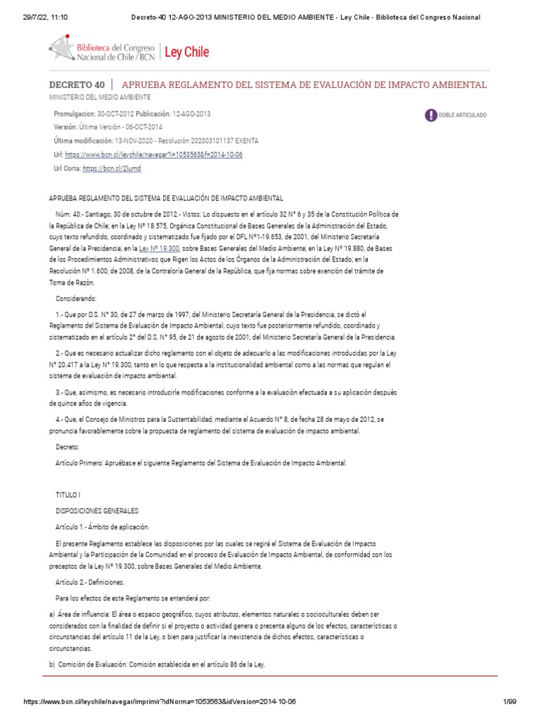 Reglamento del Sistema de Evaluación Ambiental | PDF | Minería | La ...