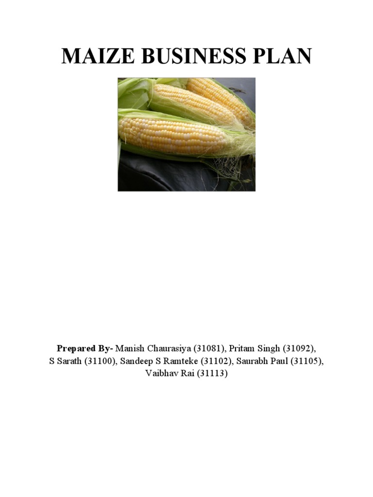 maize farming business plan sample
