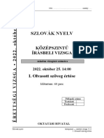 Szlovák Nyelv: Középszintű Írásbeli Vizsga