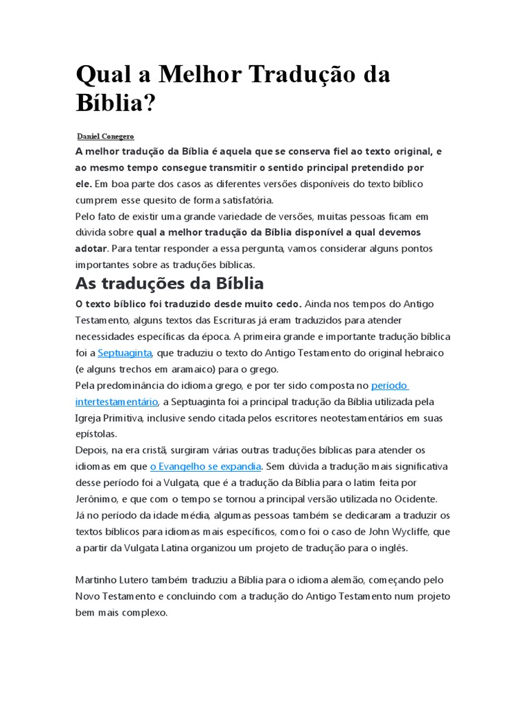 Melhor Tradução da Bíblia em Português | PDF | Bíblia | Traduções da Bíblia
