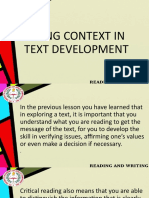 Using Context in Text Development