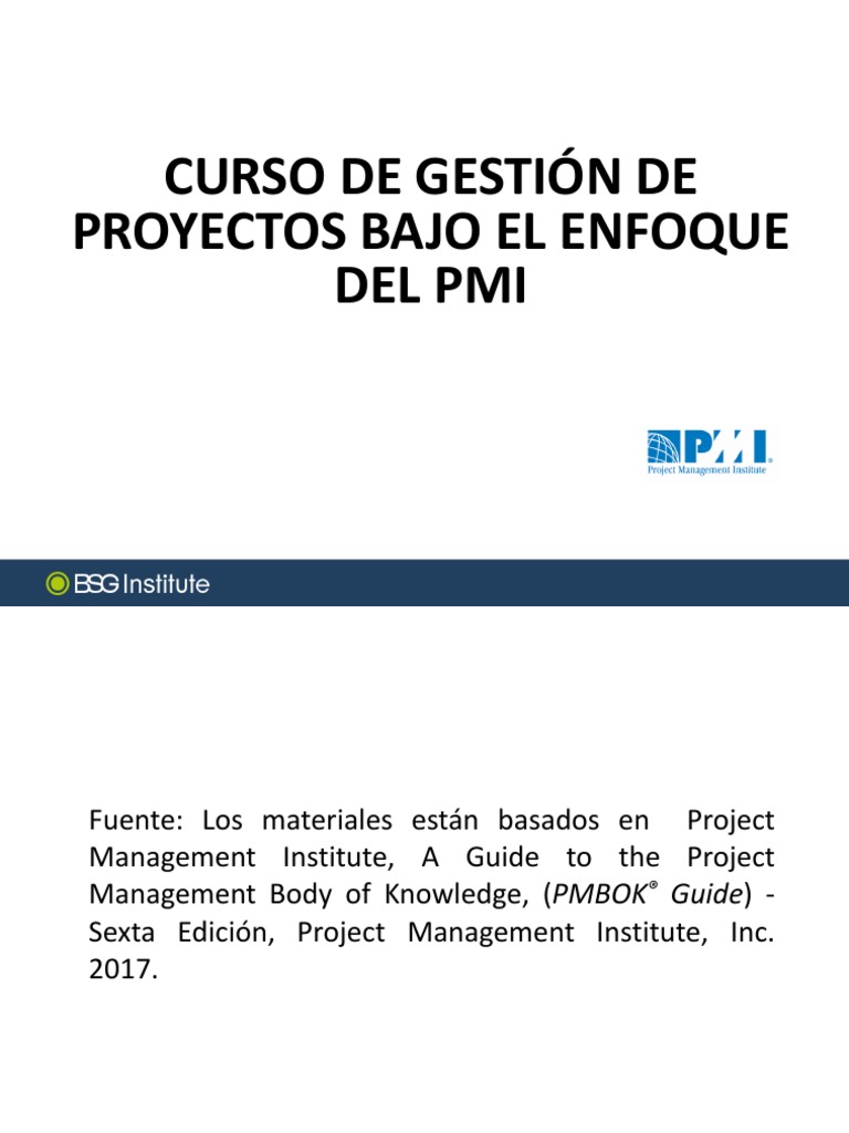 Curso de Gestión de Proyectos Bajo El Enfoque Del Pmi | PDF | Business
