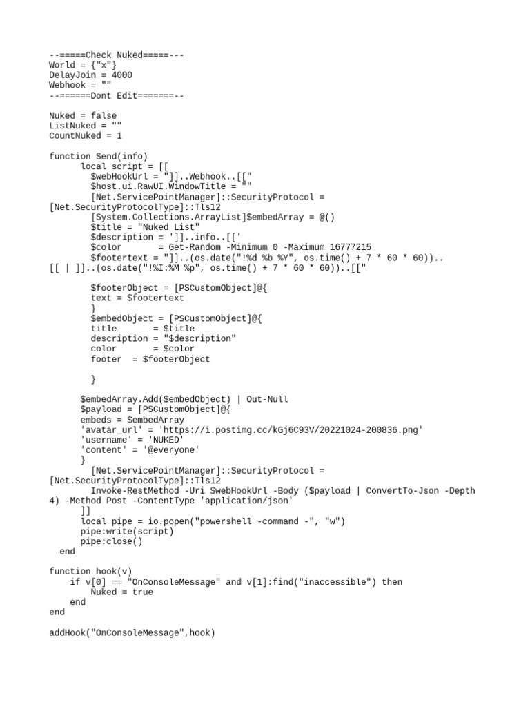 Nuked List Notification Script | PDF