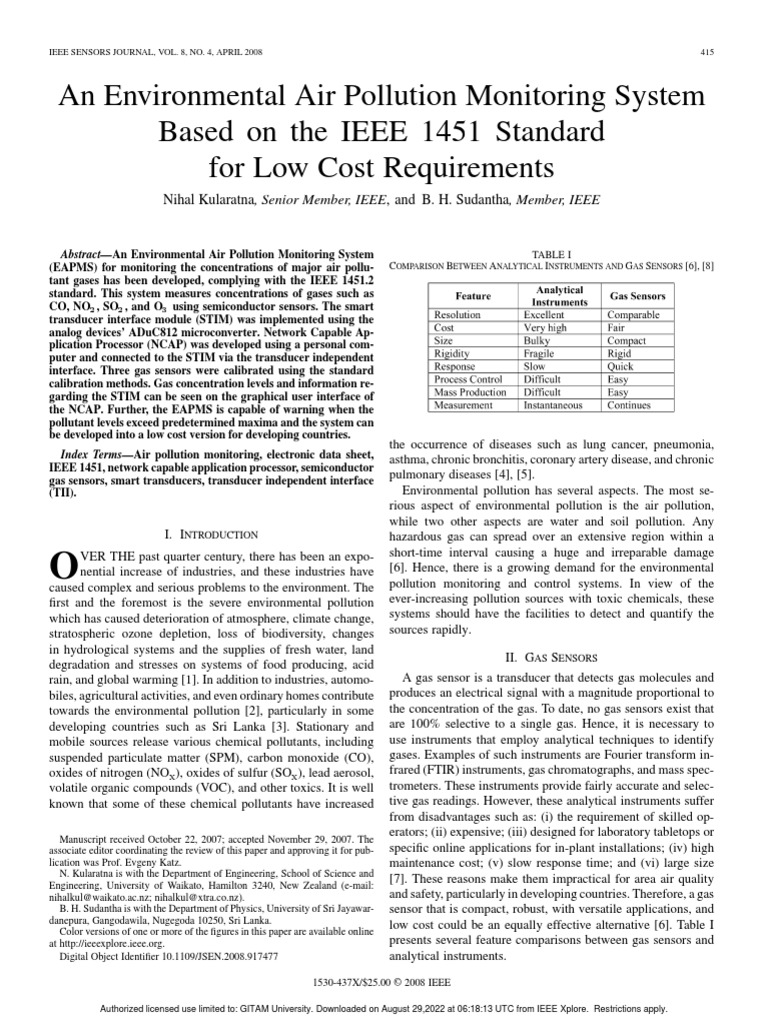 An Environmental Air Pollution Monitoring System Based On The IEEE 1451