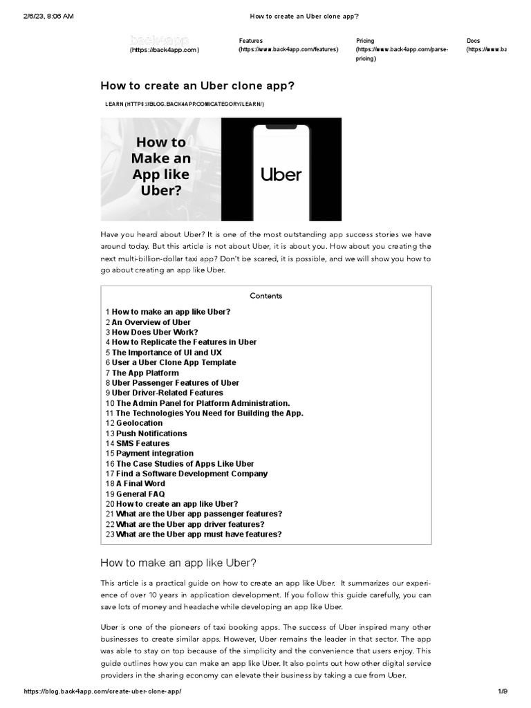 How To Create An Uber Clone App | PDF | Mobile App | Ios