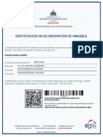 Certificación de No Inscripción de Inmueble