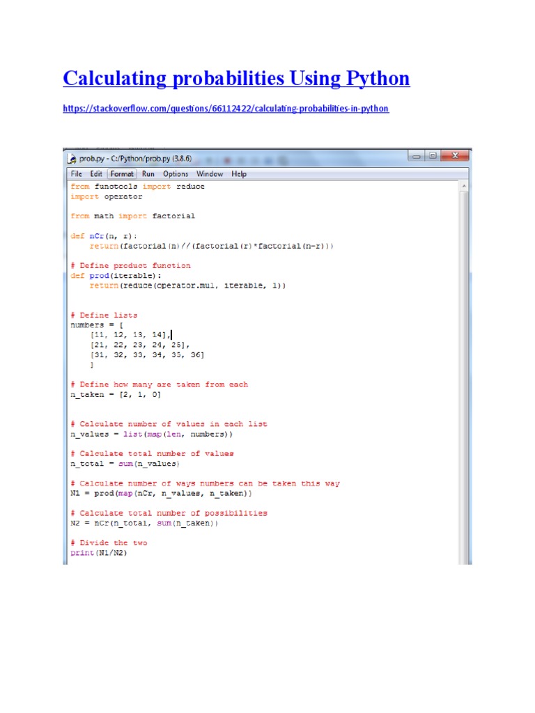 Calculating Probabilities Using Python | PDF