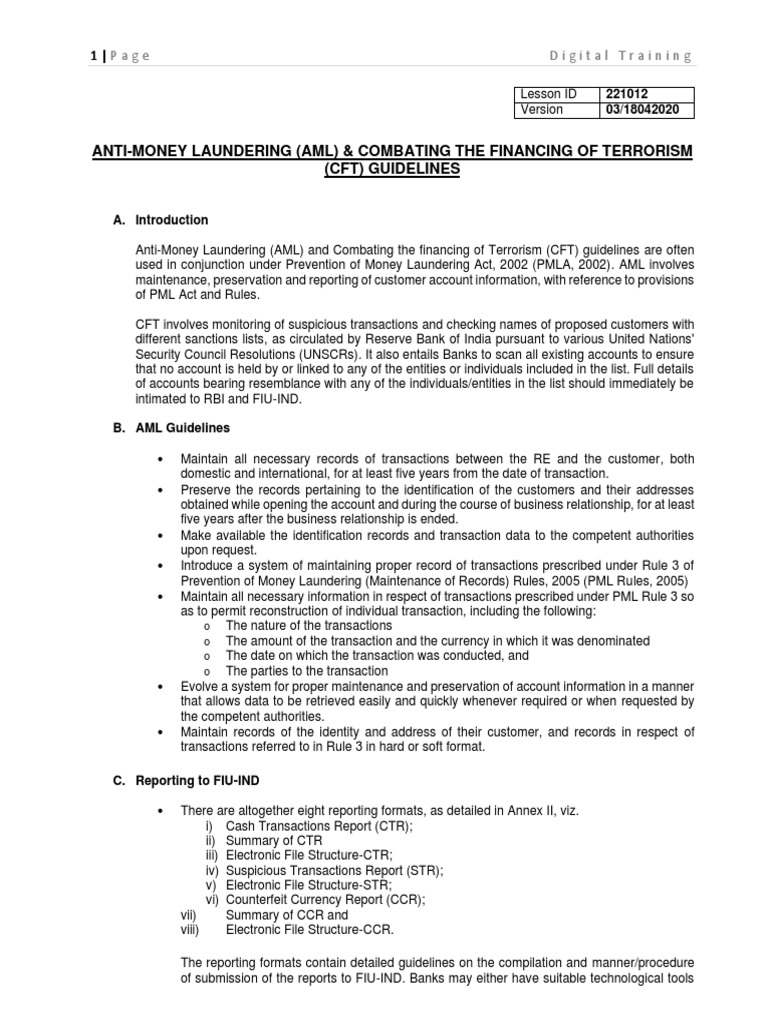 Aml CFT | PDF | Money Laundering | Business