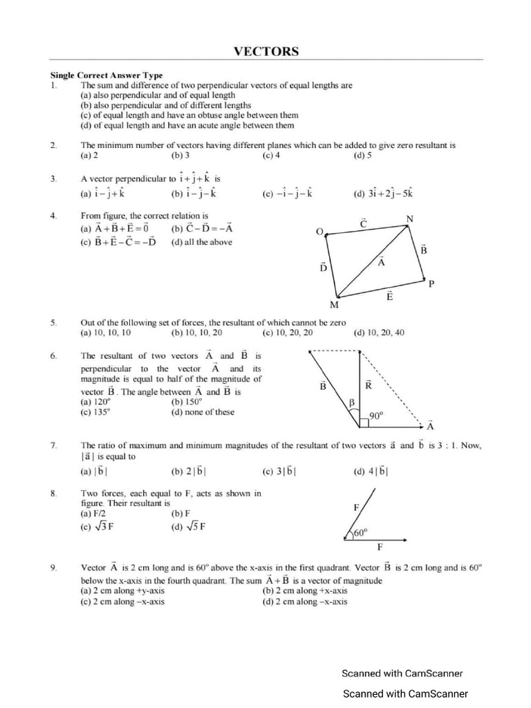 Vectors Sheet 1 | PDF