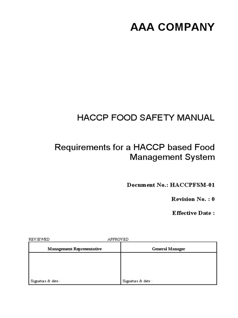 Manual HACCP Food Safety PDF