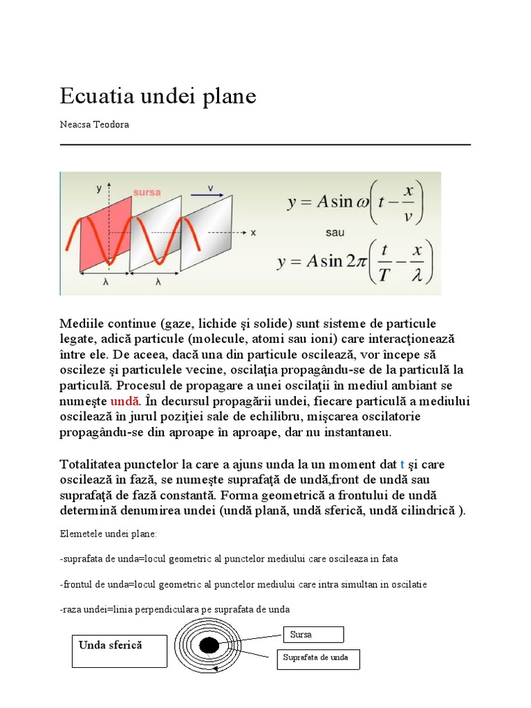 Ecuatia Undei Plane | PDF