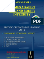 Spof 6211 Learning Unit 3 Powerpoint Slides - Crimes Against Life and Bodily Integrity 2021