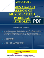 Spof 6211 Learning Unit 4 Powerpoint Slides - Crimes Against Freedom of Movement and Parental Authority - 2021