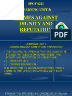 Spof 6211 Learning Unit 5 Powerpoint Slides - Crimes Against Dignity and Reputation - 2021