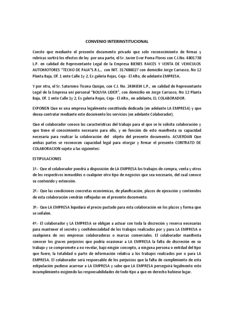 Convenio Interinstitucional Pdf