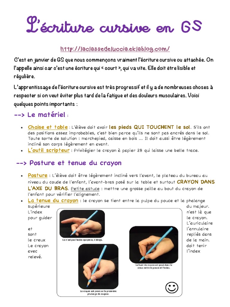 Écriture Cursive en Grande Section | PDF | Main