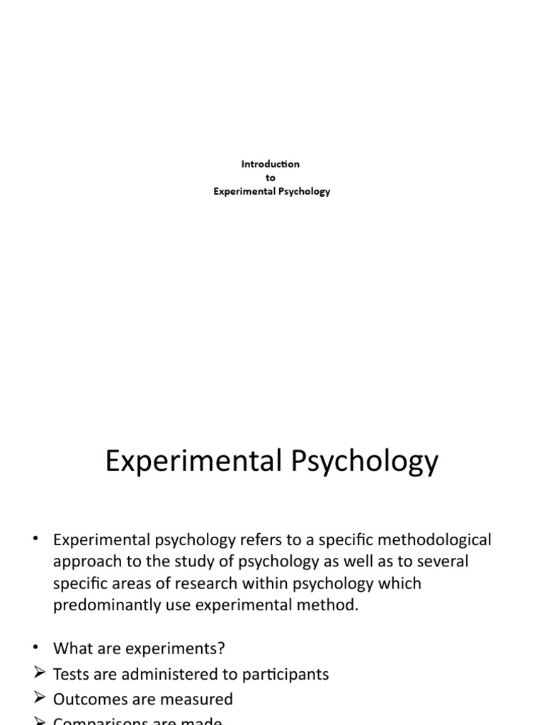 An Introduction to the Experimental Approach in Psychology PDF