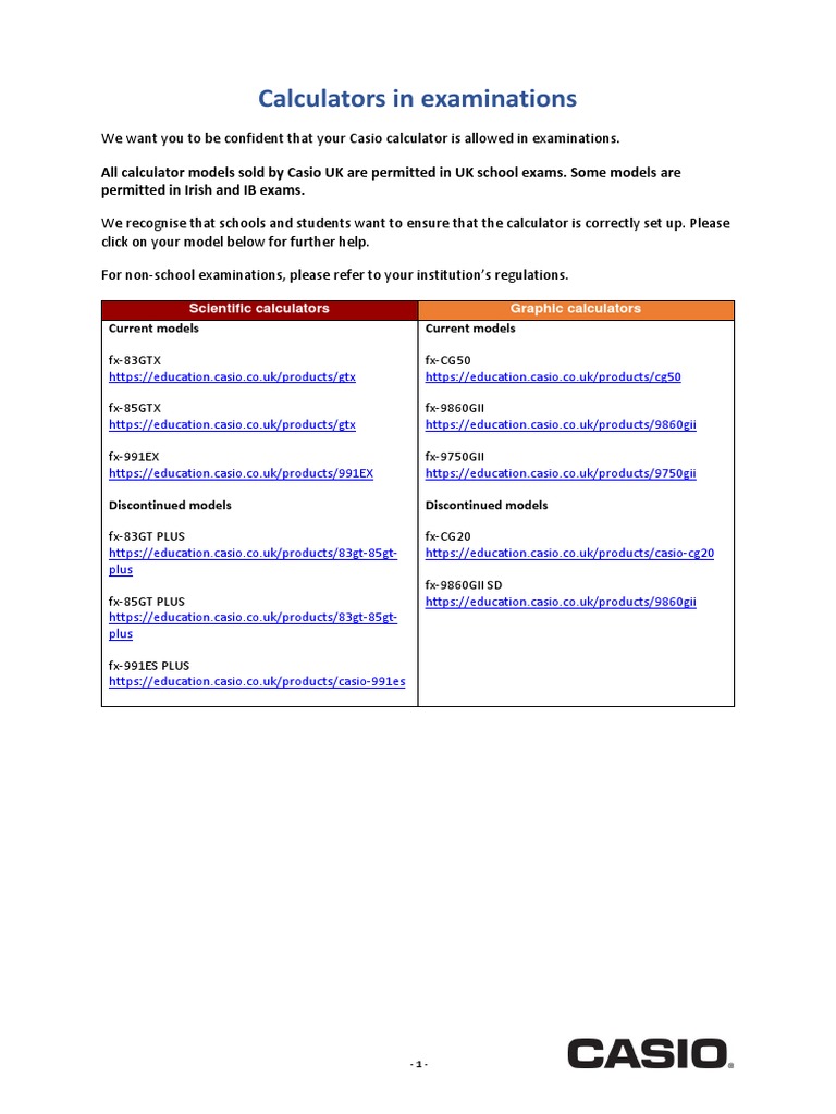 Calculators in Examinations PDF Gce Advanced Level (United Kingdom