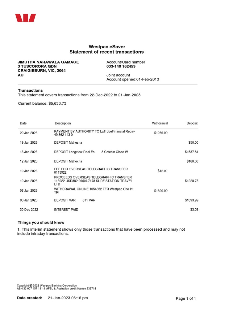 RecentTransactions - 033-140 162459 - 20230121181600 | PDF | Banking ...