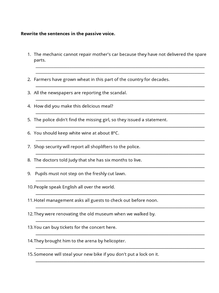 Passive Voice Practice Exercise | PDF