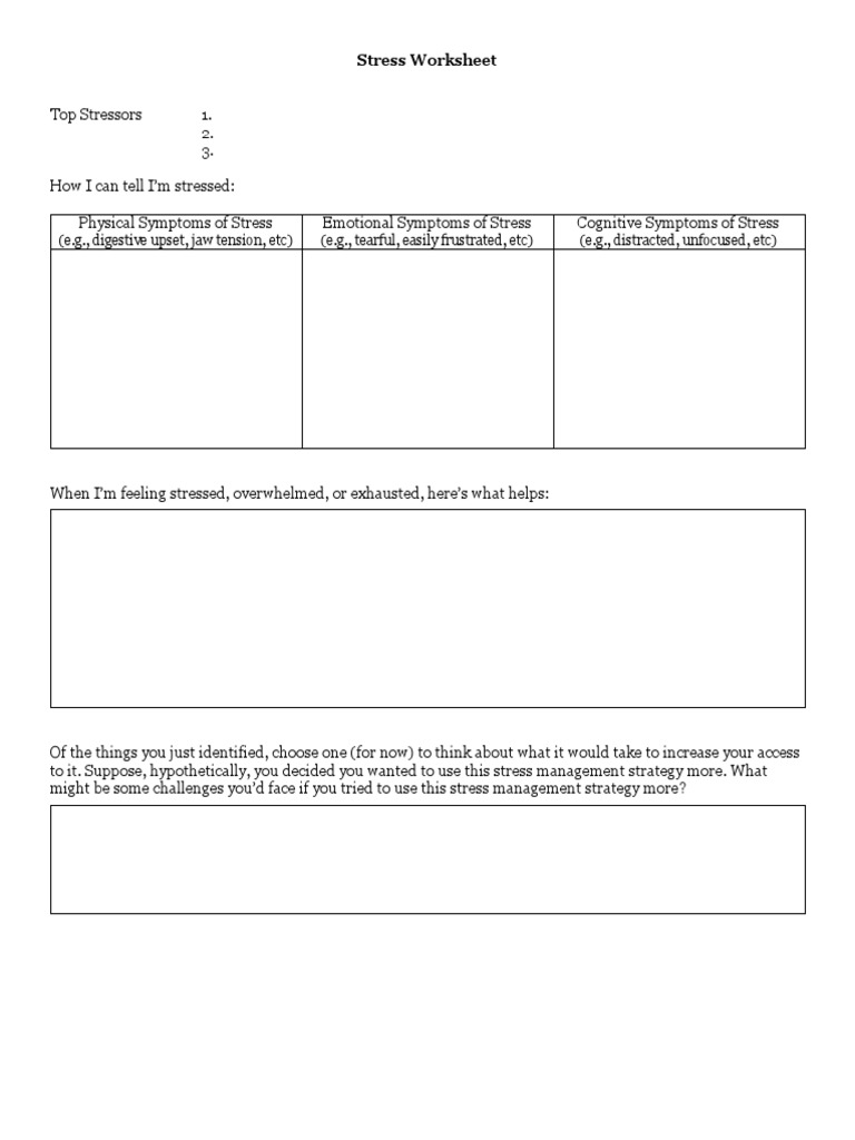 Stress Worksheet | PDF