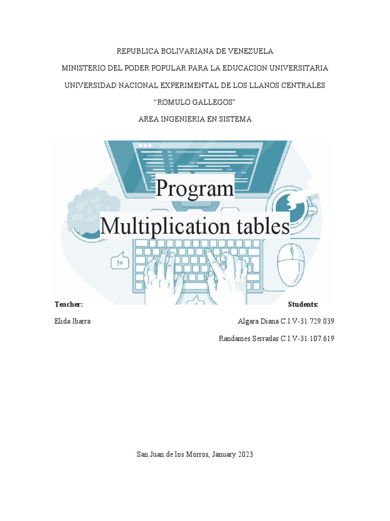 Programa Ingles Tablas de Multiplicar PDF