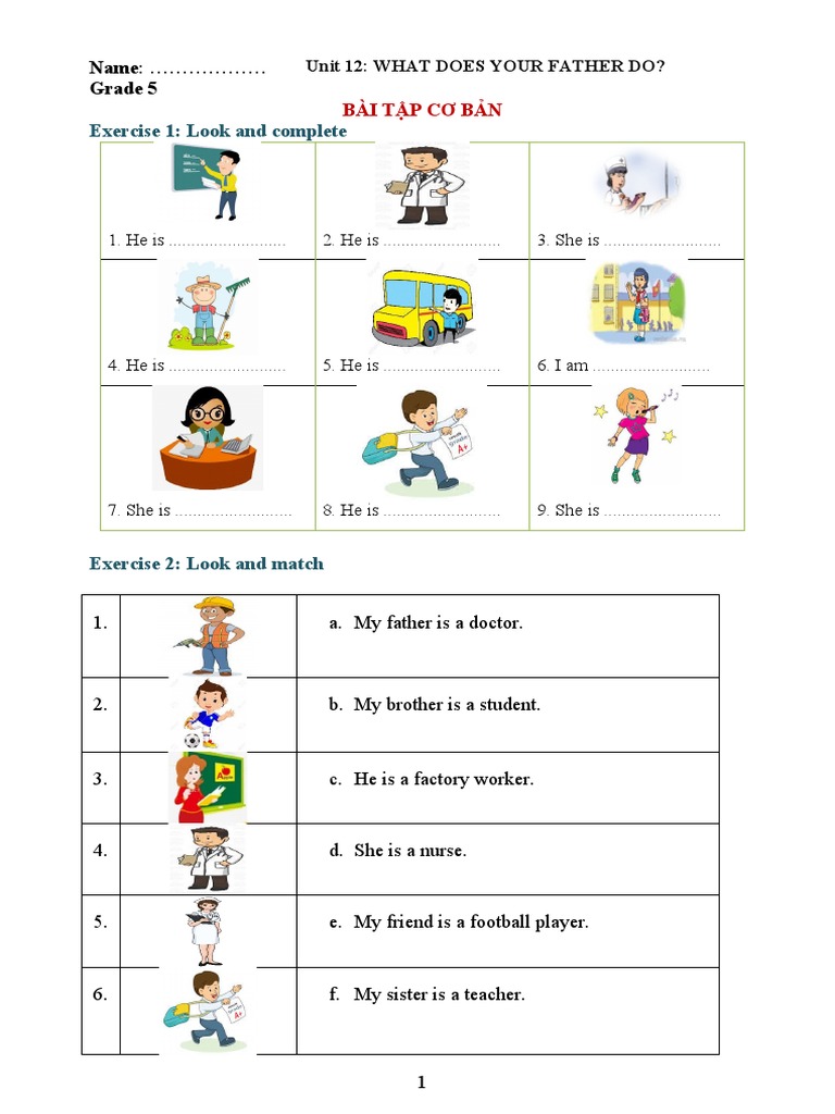 BÀI TẬP TIẾNG ANH LỚP 4 UNIT 13