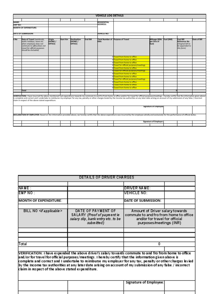 Fuel and Driver Reimb Logbook Format - For G1 Level | PDF | Taxes ...