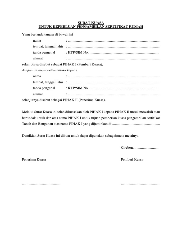 SURAT KUASA Tanah | PDF