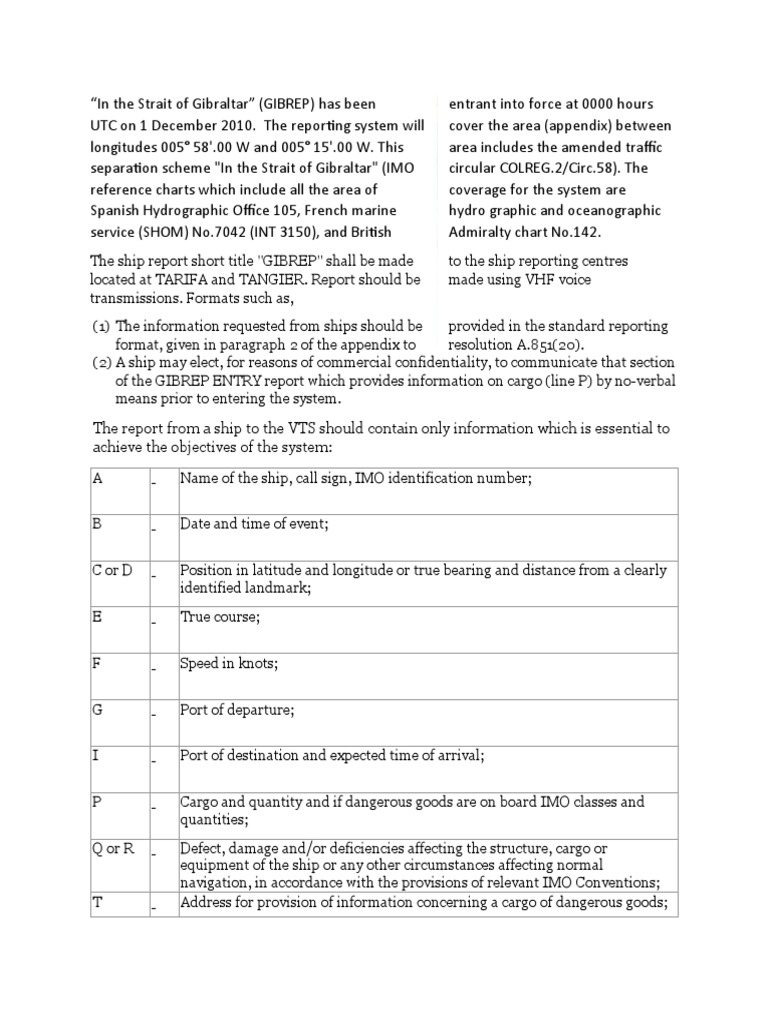 GIBREP: Strait of Gibraltar Shipping System | PDF | Transport | Shipping