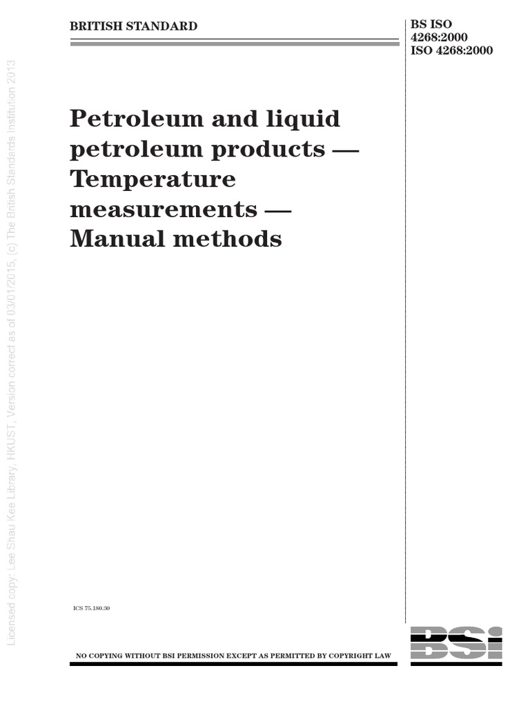 ISO 4268 Temperature Measurements. Manual Methods | PDF | Thermometer ...