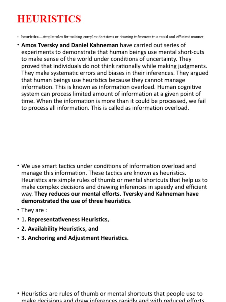 HEURISTICS | PDF | Representativeness Heuristic | Heuristic