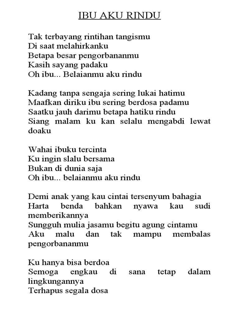 Lirik Sholawat Rindu Ibu | PDF