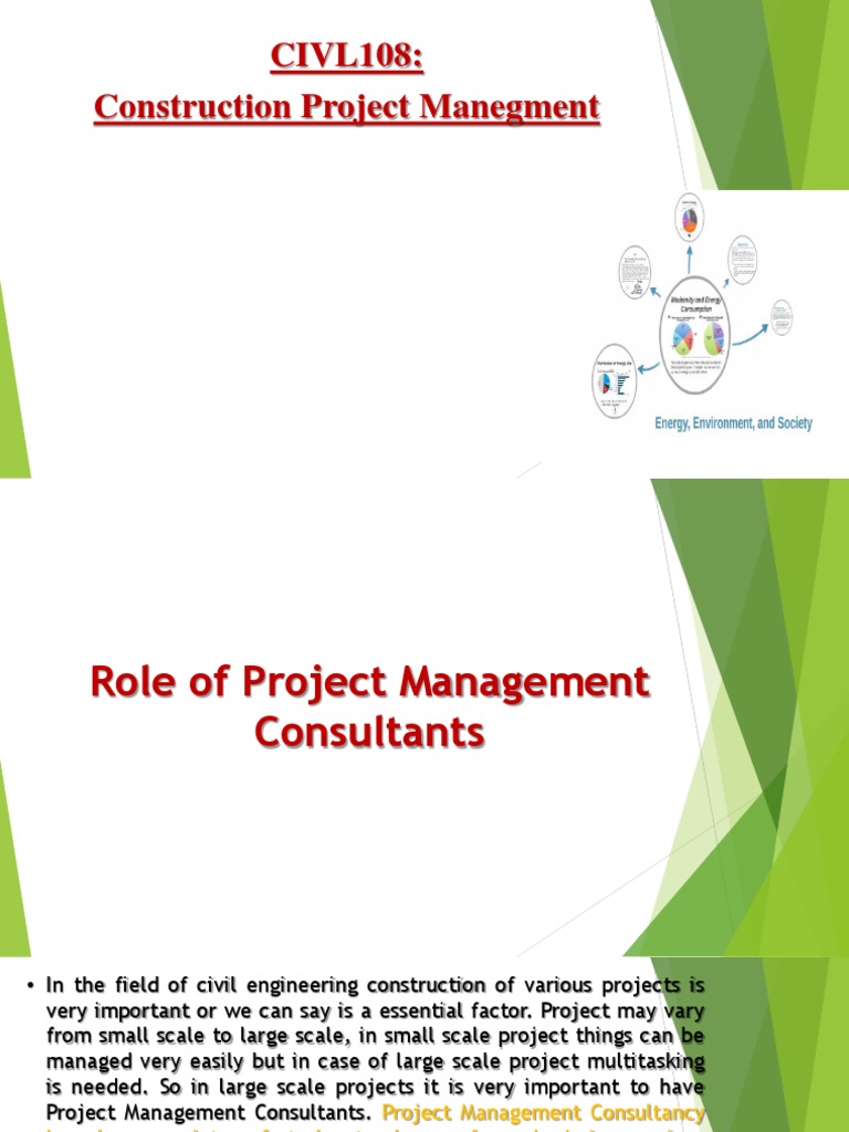 Lecture 5 Role Of Project Management Consultants Pdf Project