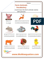 Vocabulary Farm Animals Worksheet Set - Compressed