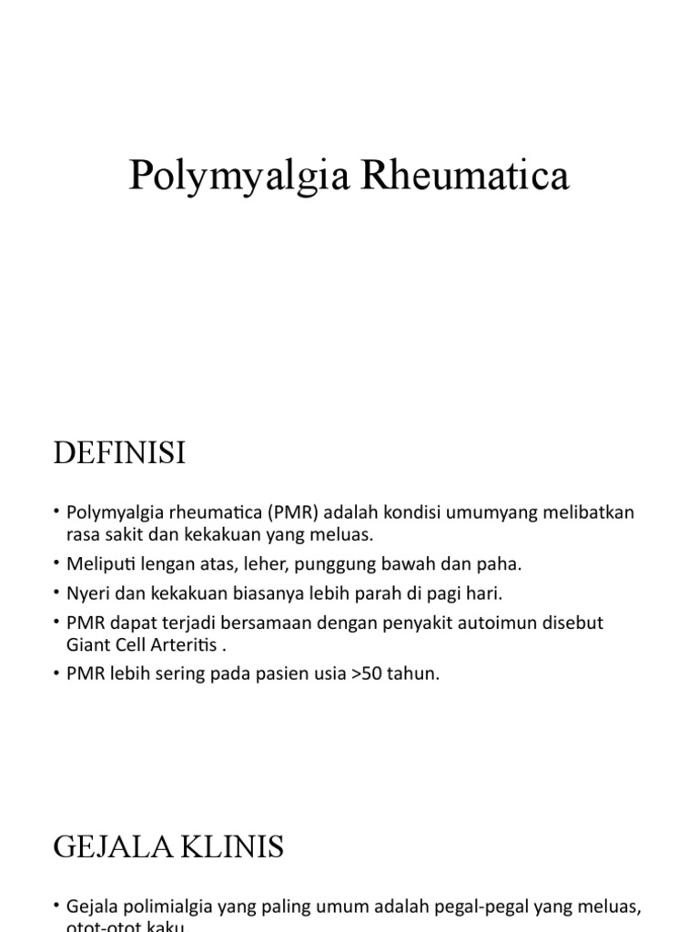 Gejala dan Diagnosis Polymyalgia Rheumatica | PDF