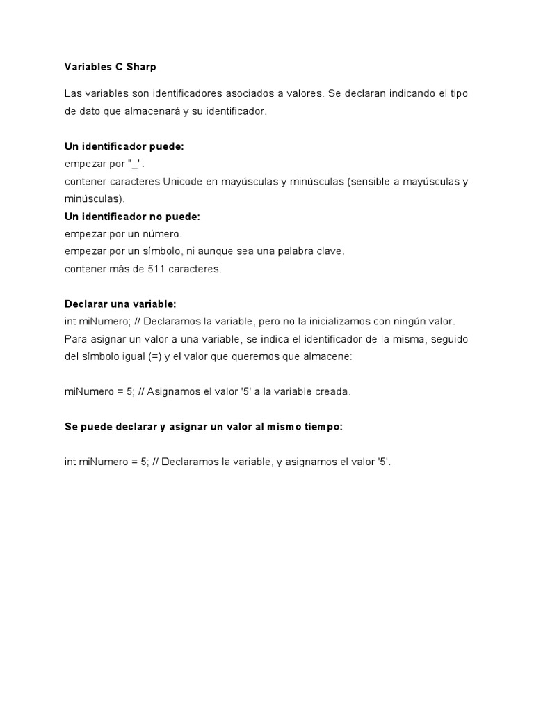 Variables C Sharp | PDF