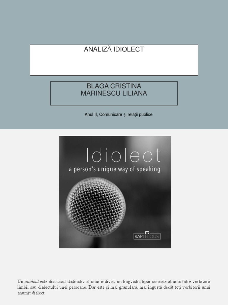 Analiză Idiolect | PDF
