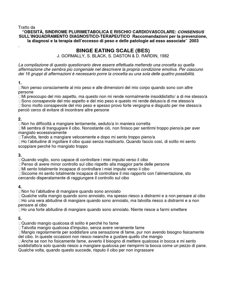Binge Eating Scale | PDF