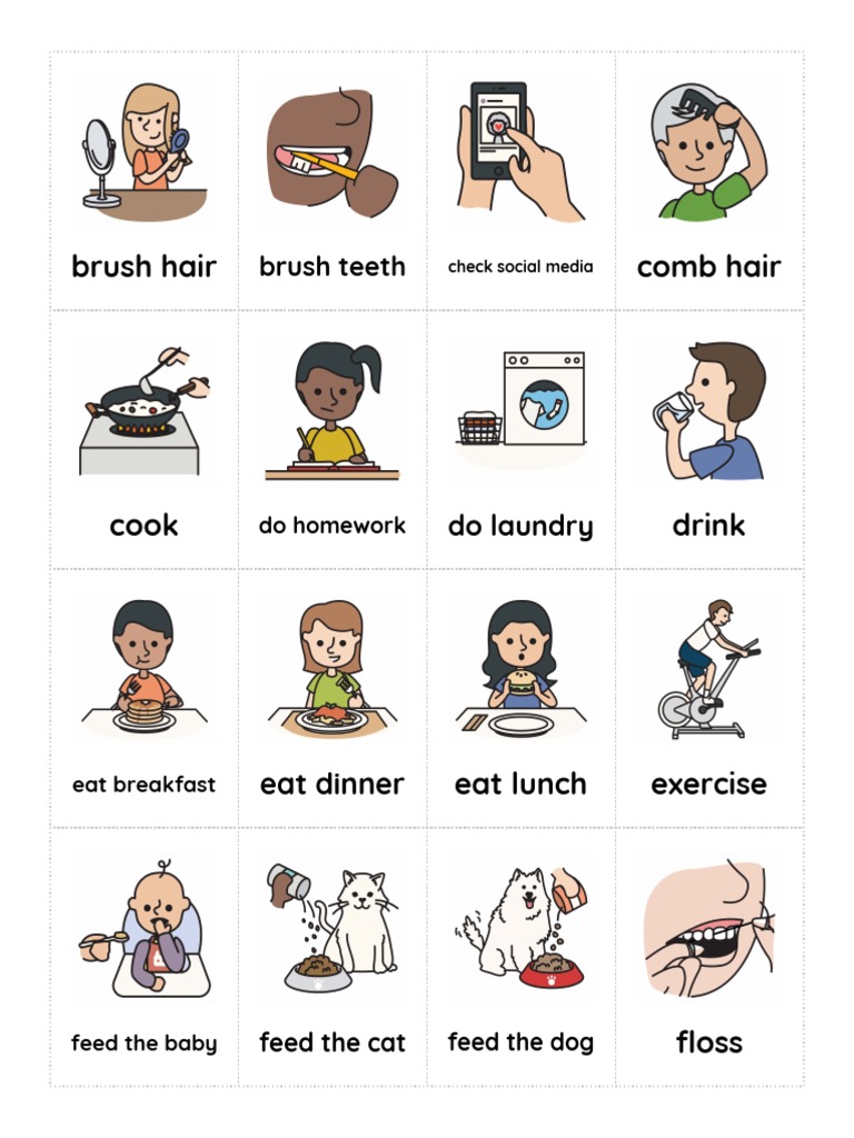 Cards Verbs Everyday Activities PDF