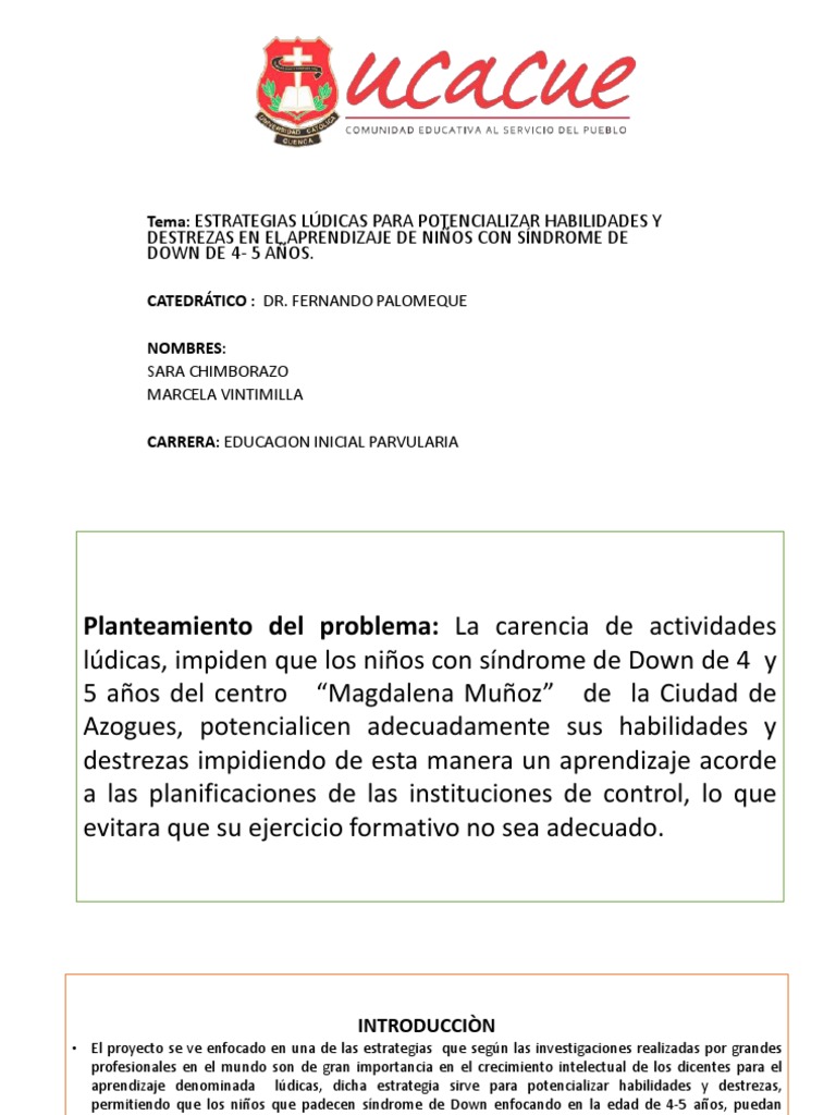 Proyecto Estrategias para Nios Con Sndrome de Down 170125022020 | PDF ...