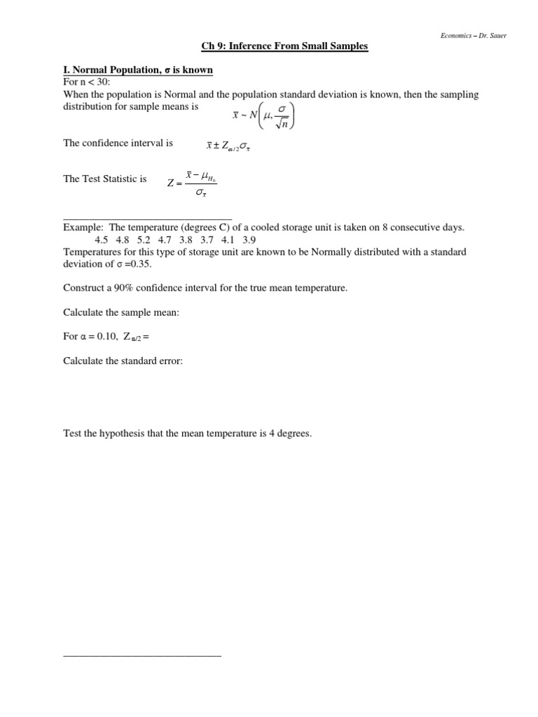 Small Sample Inference in Statistics | PDF | Normal Distribution | Variance