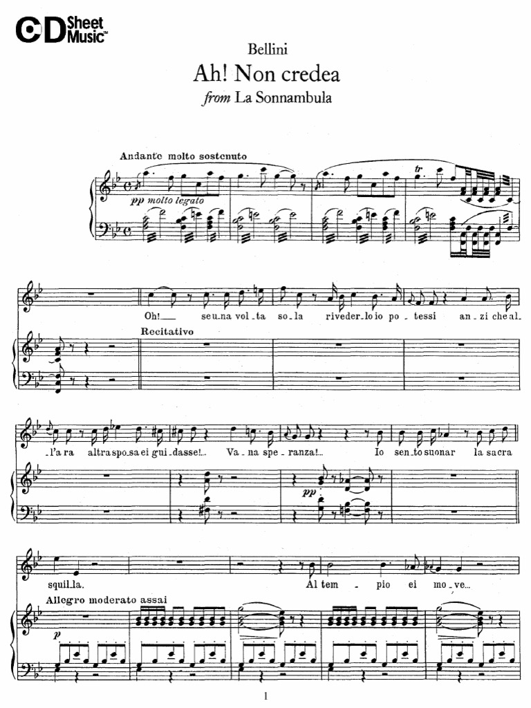 Bellini (La Sonnambula) Ah, Non Credea PDF